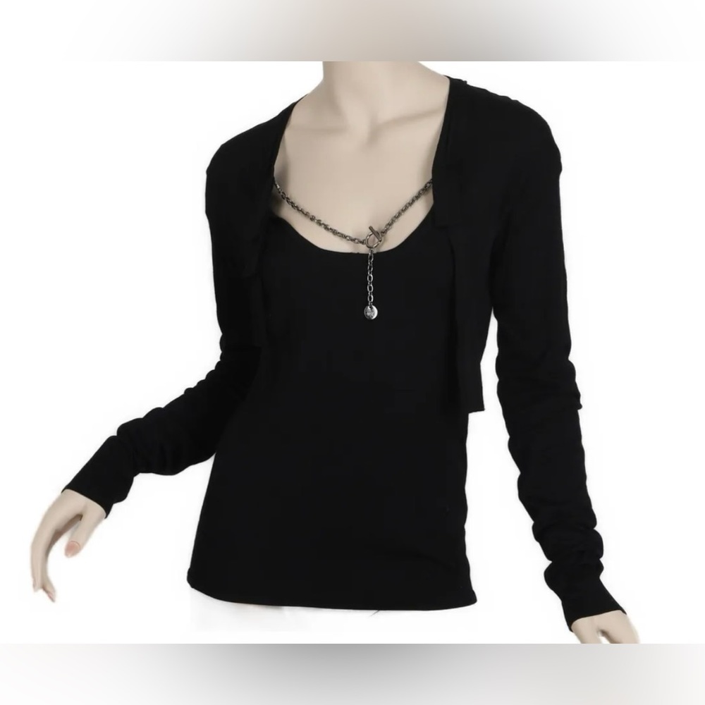 GUCCI BLACK WOOL HORSEBIT CHAIN PULLOVER SWEATER MEDIUM